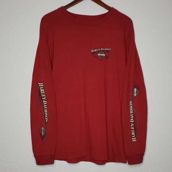 Vintage Harley Davidson Mens Motorcycles Long Sleeve Shirt Size L Logo USA Biker - Picture 1 of 16